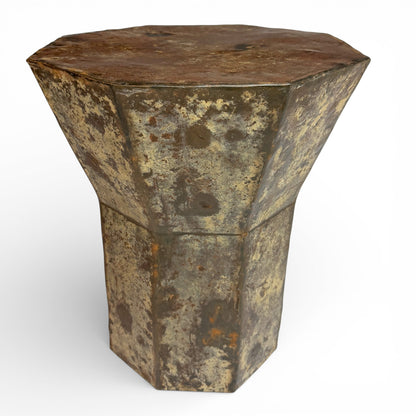 Octagonal Metal Table with Acid Wash Finish