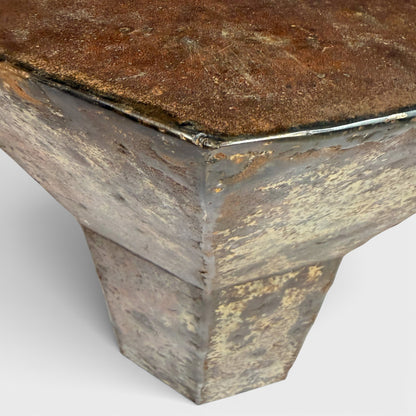 Octagonal Metal Table with Acid Wash Finish