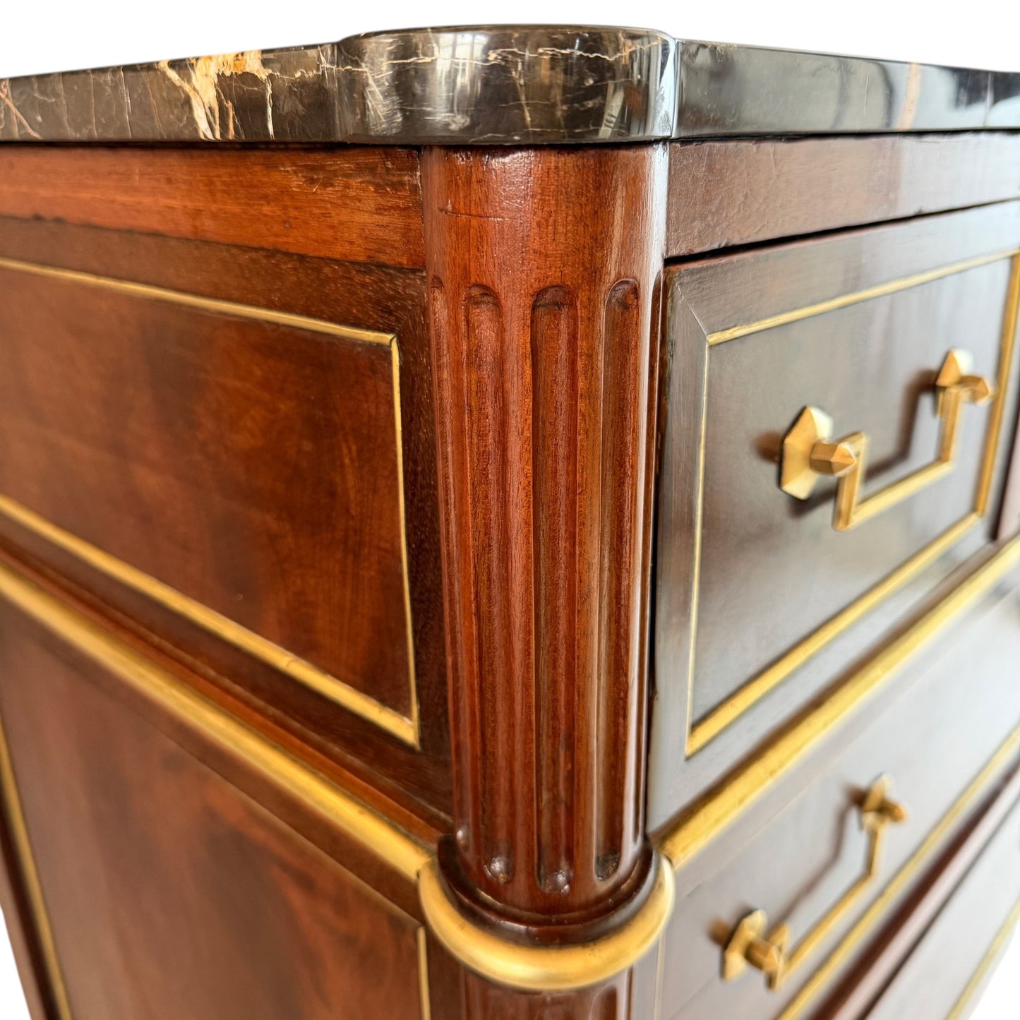 French Walnut Three Drawer Commode, 19th Century