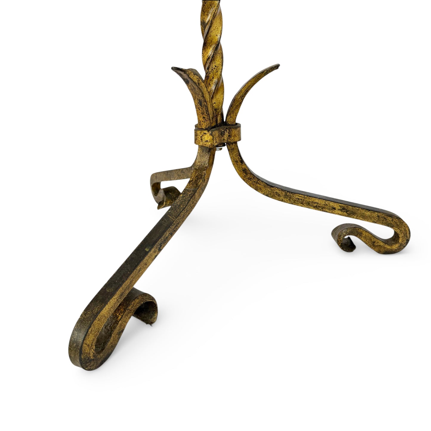 Gilt Iron and Leather Standing Lamp, Spain 1970s