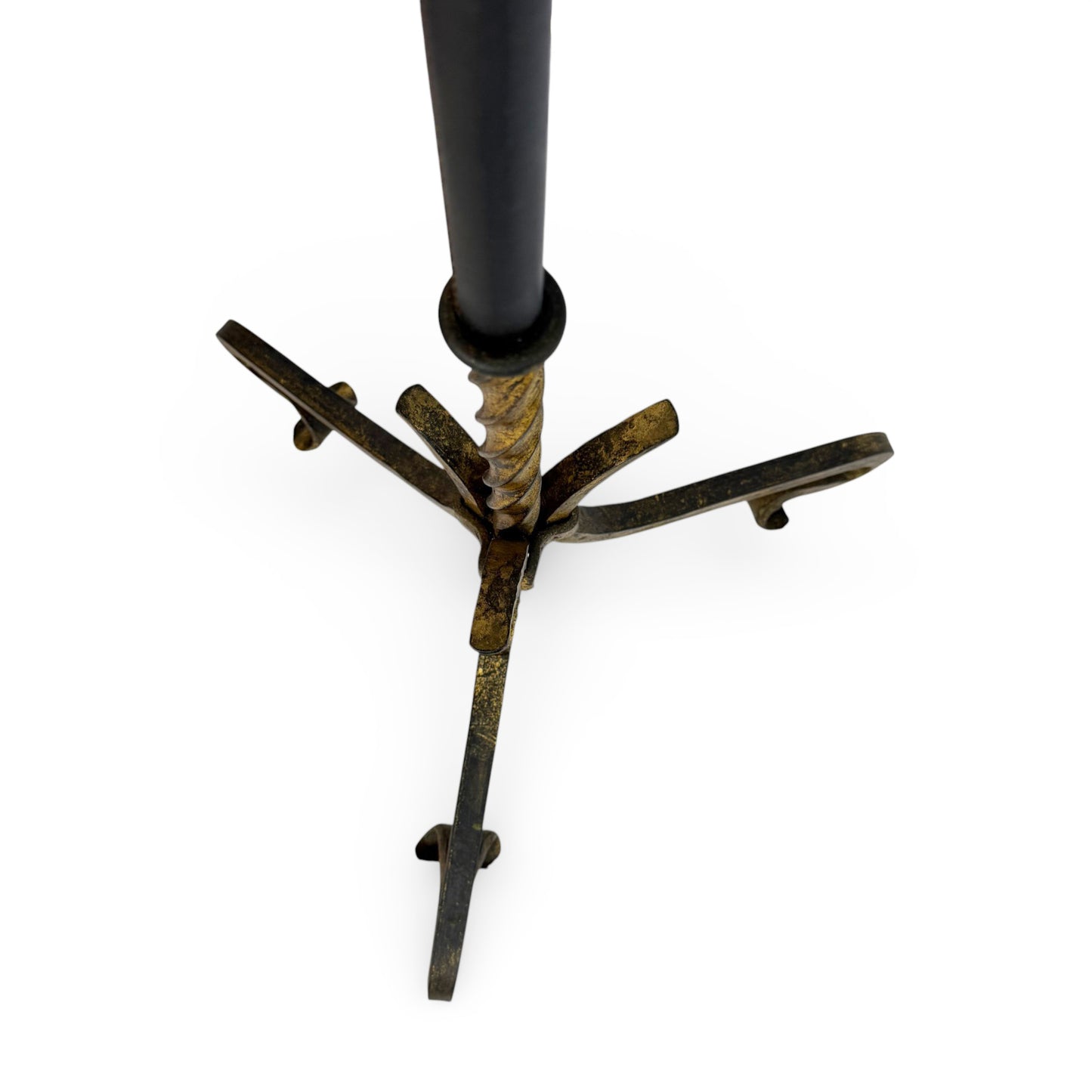 Gilt Iron and Leather Standing Lamp, Spain 1970s