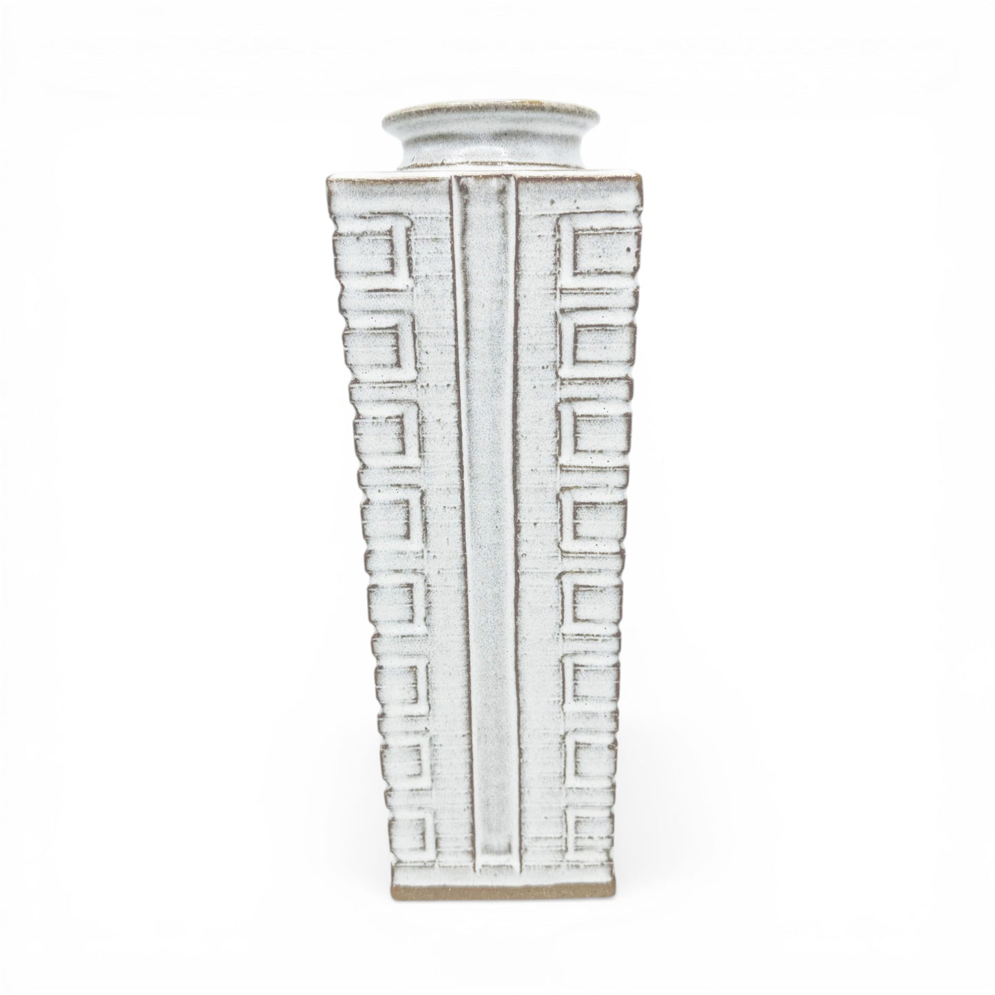 Square, Tapered Brown and White Vase