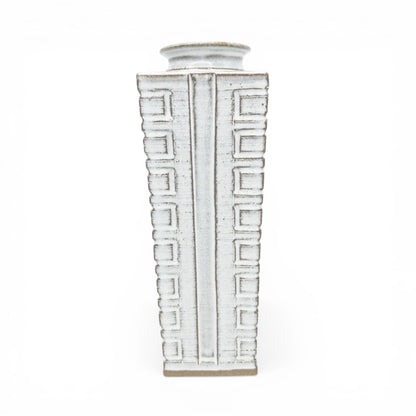 Square, Tapered Brown and White Vase