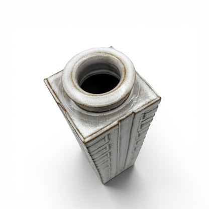 Square, Tapered Brown and White Vase