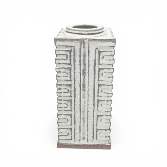 Square, Brown and White Vase
