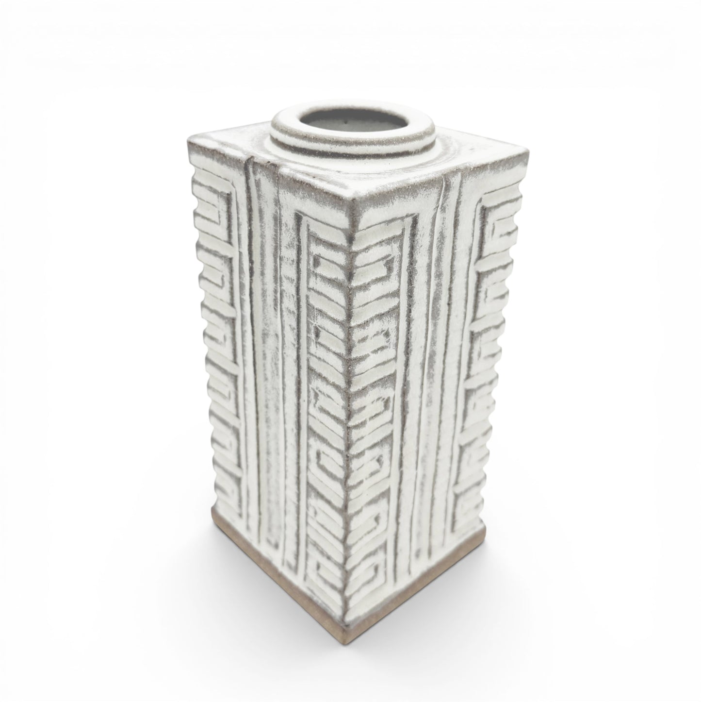 Square, Brown and White Vase