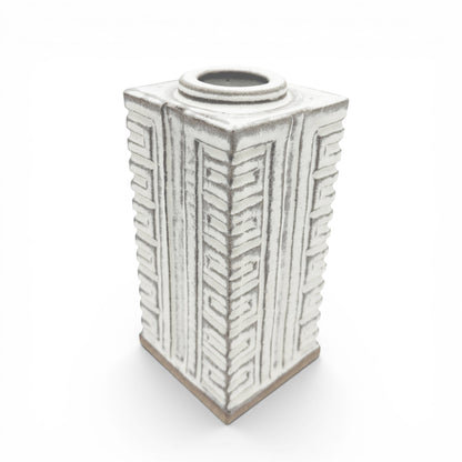 Square, Brown and White Vase