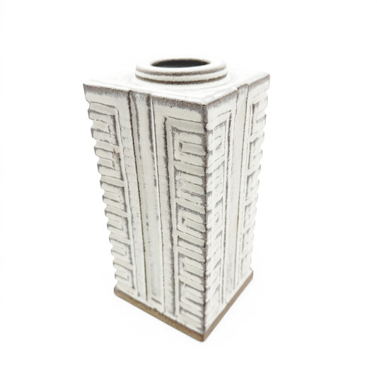 Square, Brown and White Vase