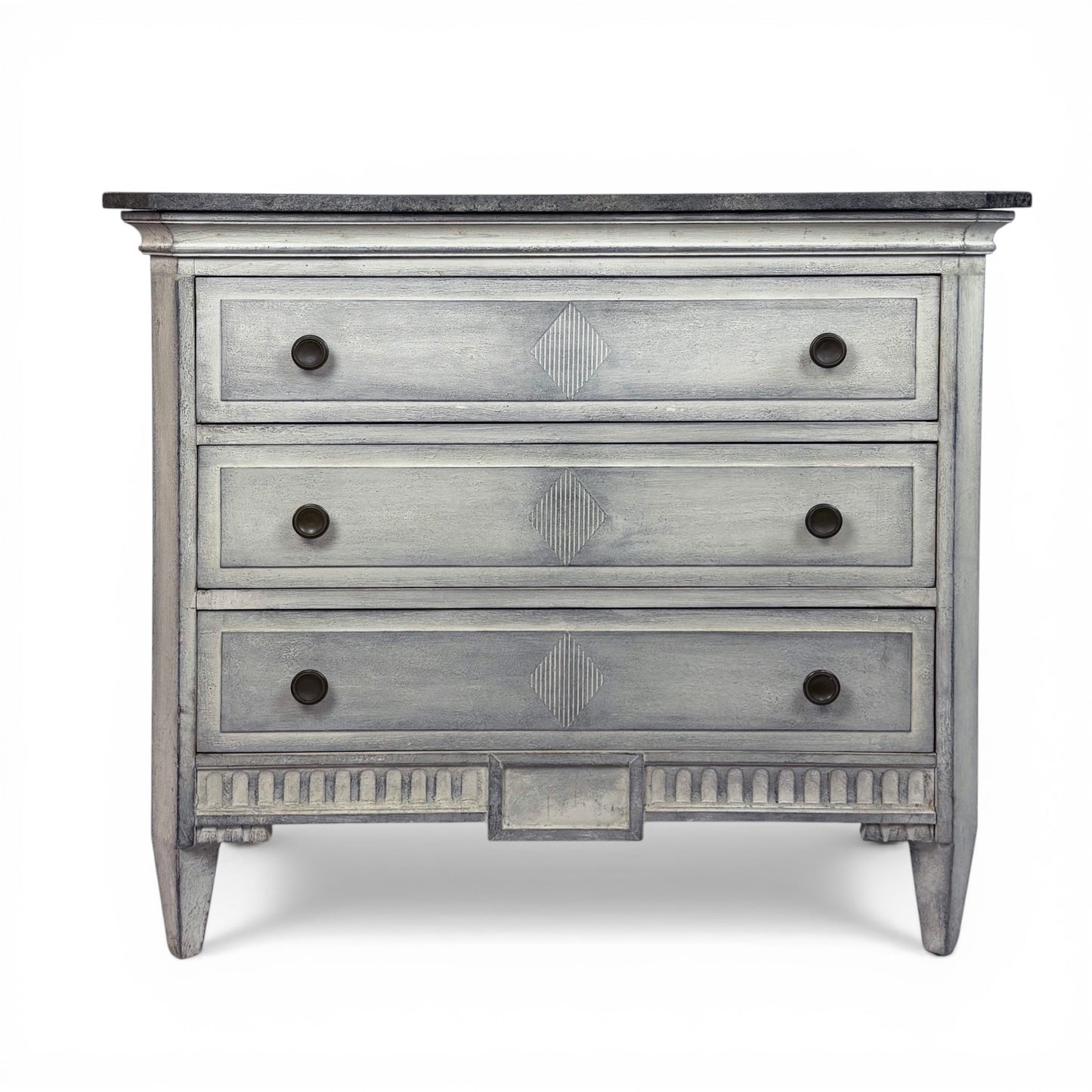 Three Drawer Gray Painted Commode