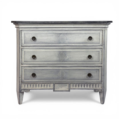 Three Drawer Gray Painted Commode