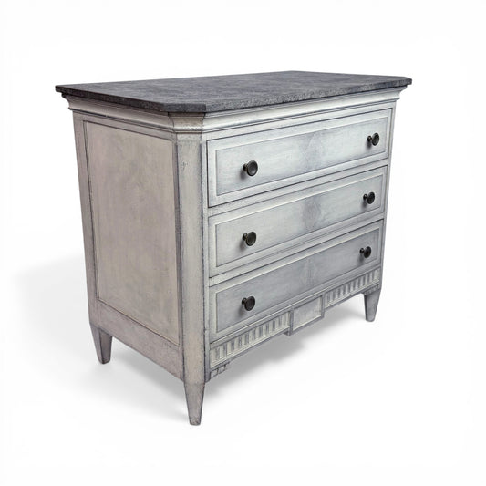 Three Drawer Gray Painted Commode