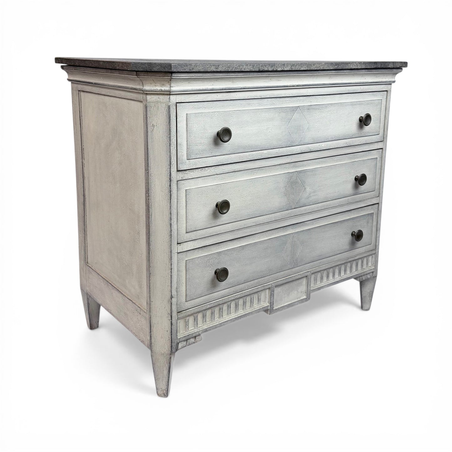 Three Drawer Gray Painted Commode