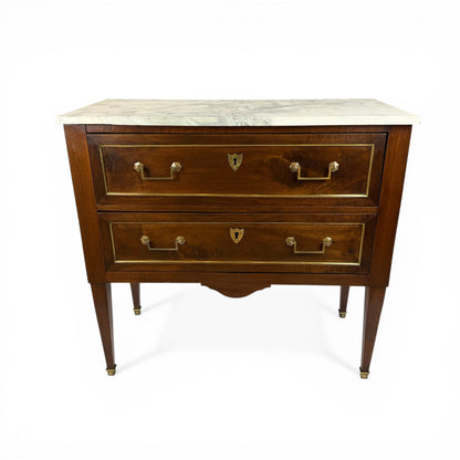 French Walnut Two-Drawer Commode, France 19th Century