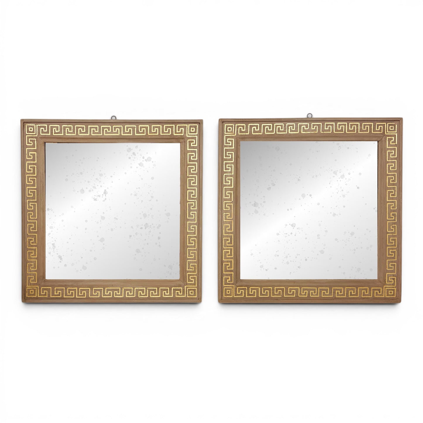 Pair of Square Mirrors with Greek Key Border, circa 1960