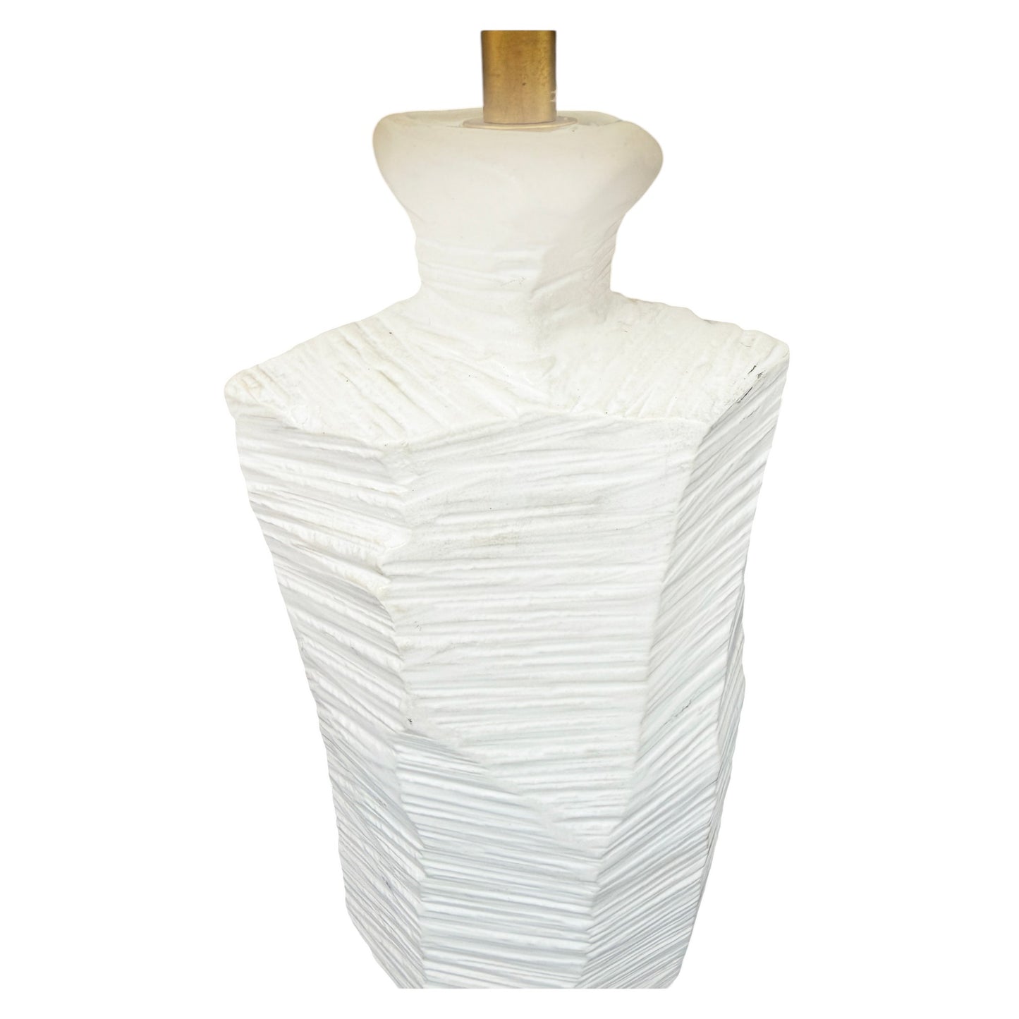 Pair of White Textured Ceramic Table Lamps with Oval Shades