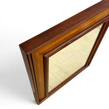 Rectangular Italian Walnut Mirror, circa 1950
