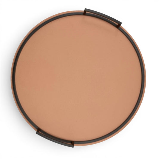 Italian Leather and Bronze Metal Tray
