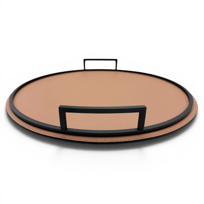 Italian Leather and Bronze Metal Tray
