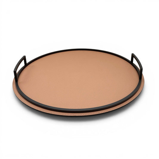 Italian Leather and Bronze Metal Tray