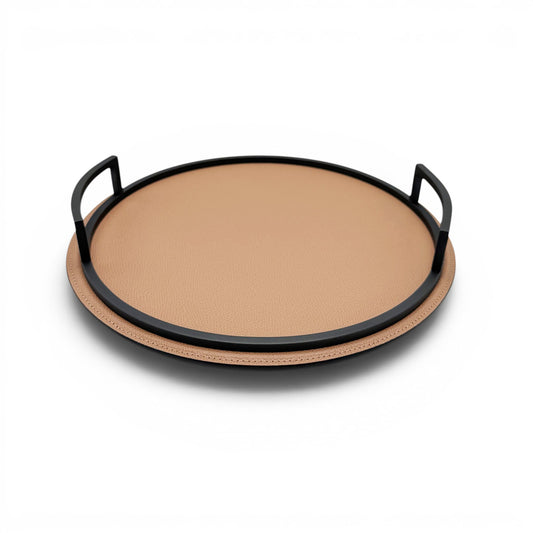Italian Leather and Bronze Metal Tray