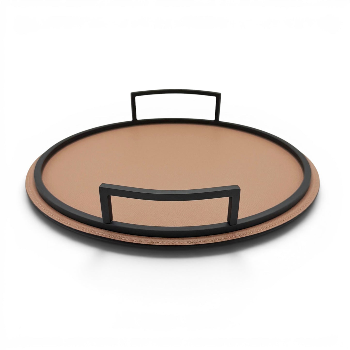 Italian Leather and Bronze Metal Tray