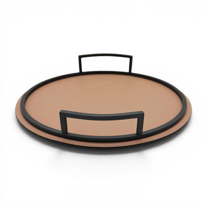 Italian Leather and Bronze Metal Tray