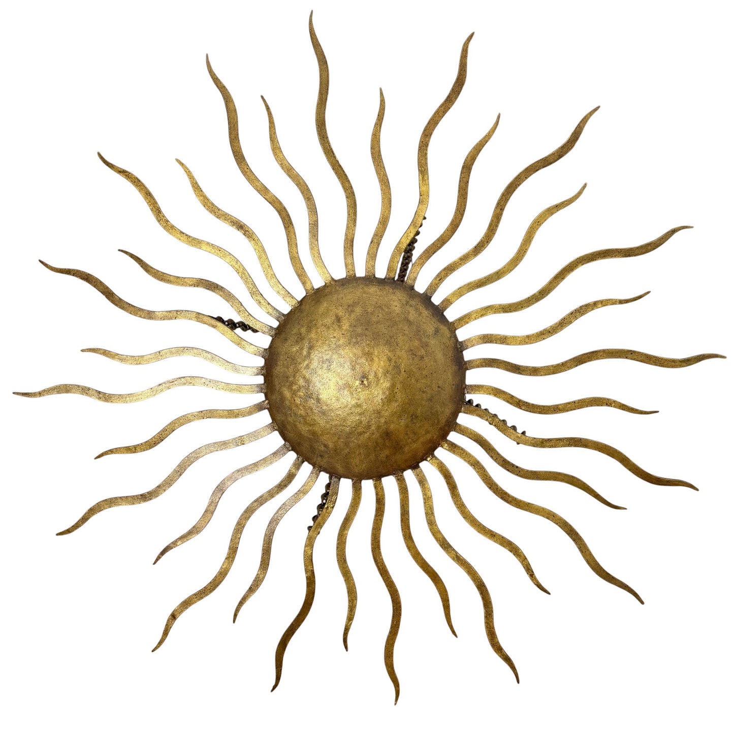 Large Spanish Gilt Iron Sunburst Pendant