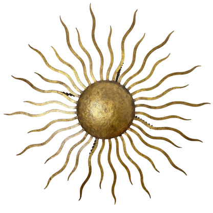 Large Spanish Gilt Iron Sunburst Pendant