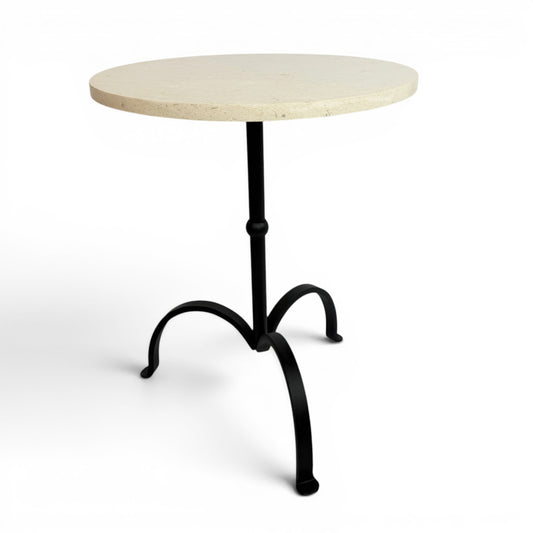 Iron Tripod Table with Creme Marble Top
