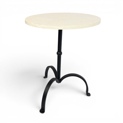 Iron Tripod Table with Creme Marble Top