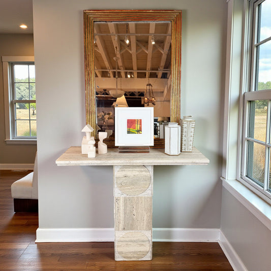 Italian Travertine Console Table