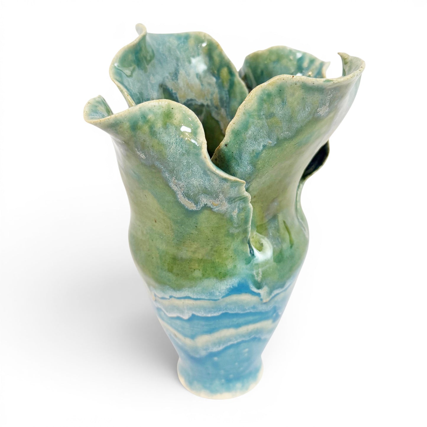 Blue and Green Leaf Vase