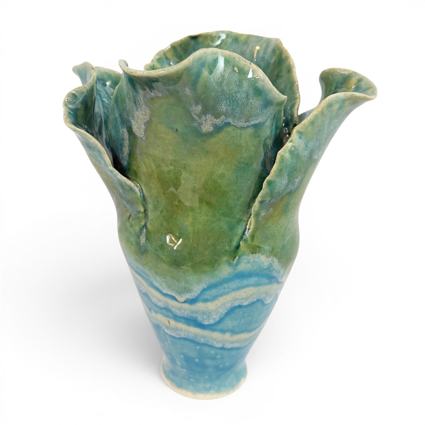 Blue and Green Leaf Vase