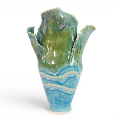 Blue and Green Leaf Vase