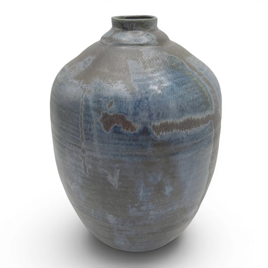 Handmade Blue and Charcoal Stoneware Vase