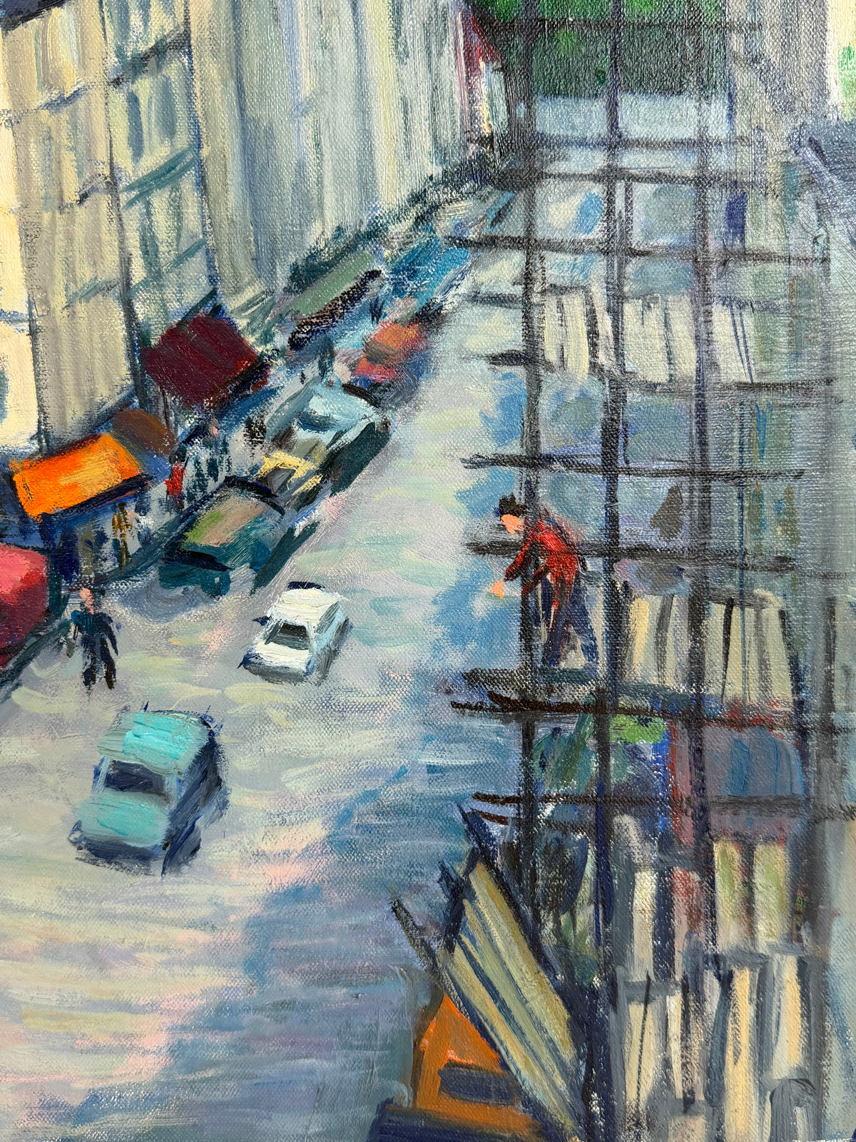 Vintage Scenic Oil Painting of Rue de Montmartre