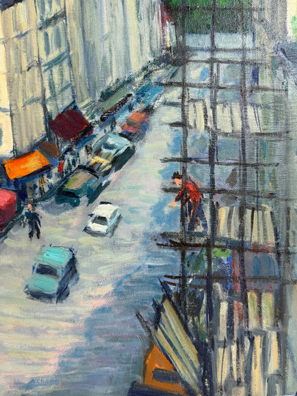 Vintage Scenic Oil Painting of Rue de Montmartre