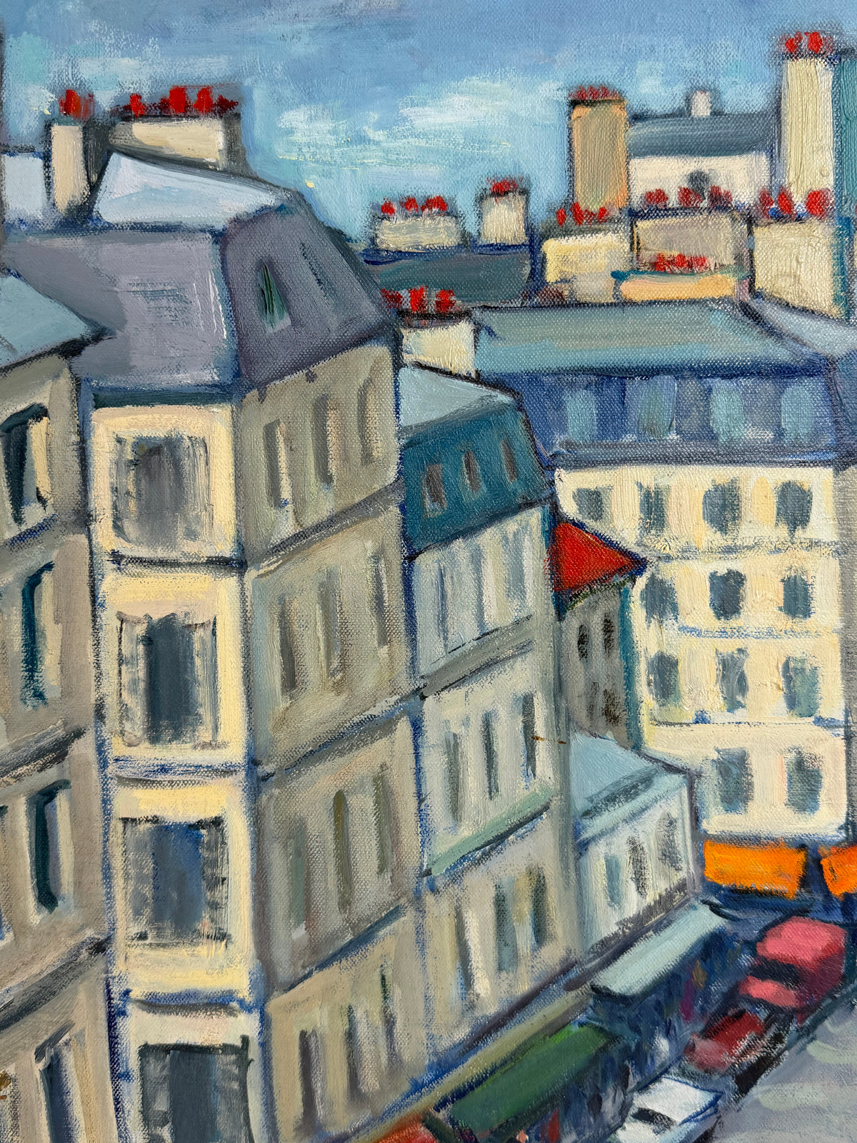 Vintage Scenic Oil Painting of Rue de Montmartre
