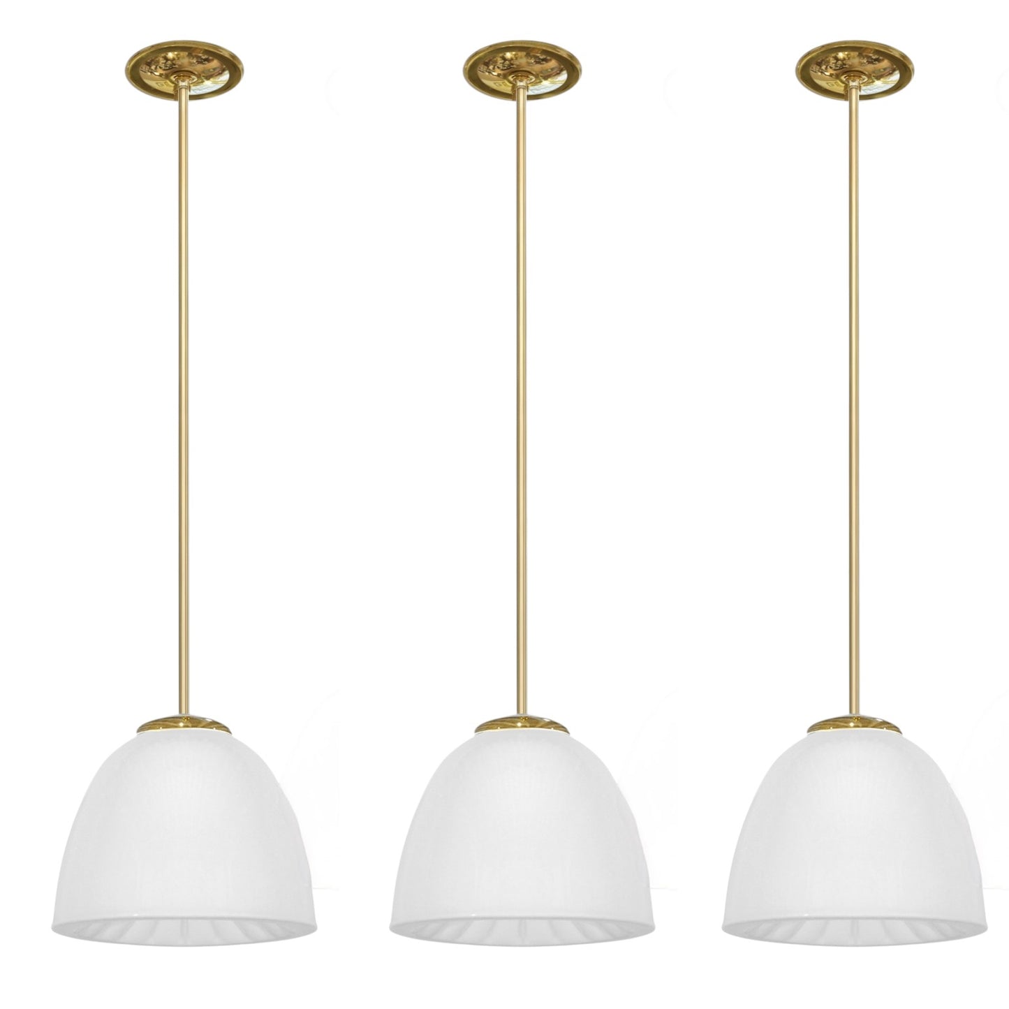 Set of Three Opaline Pendant Lights