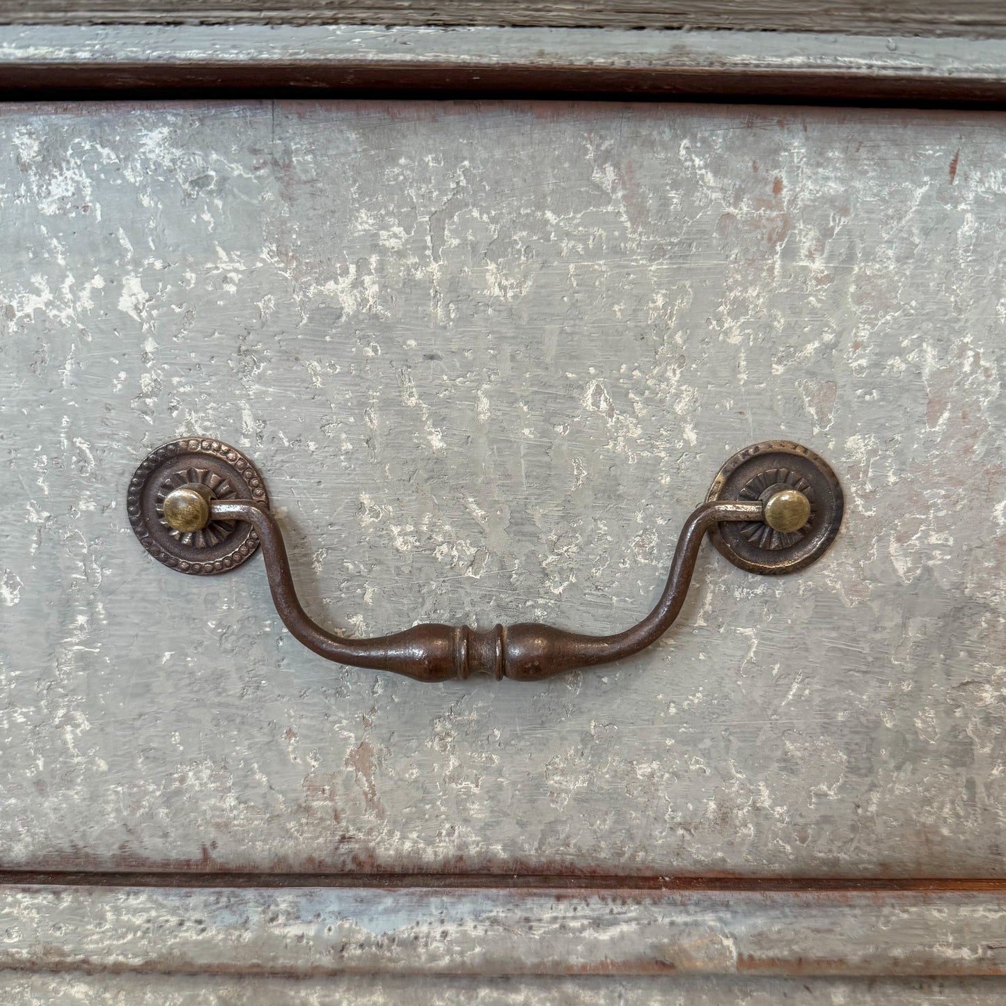 Painted Gray/Blue Three Drawer Commode