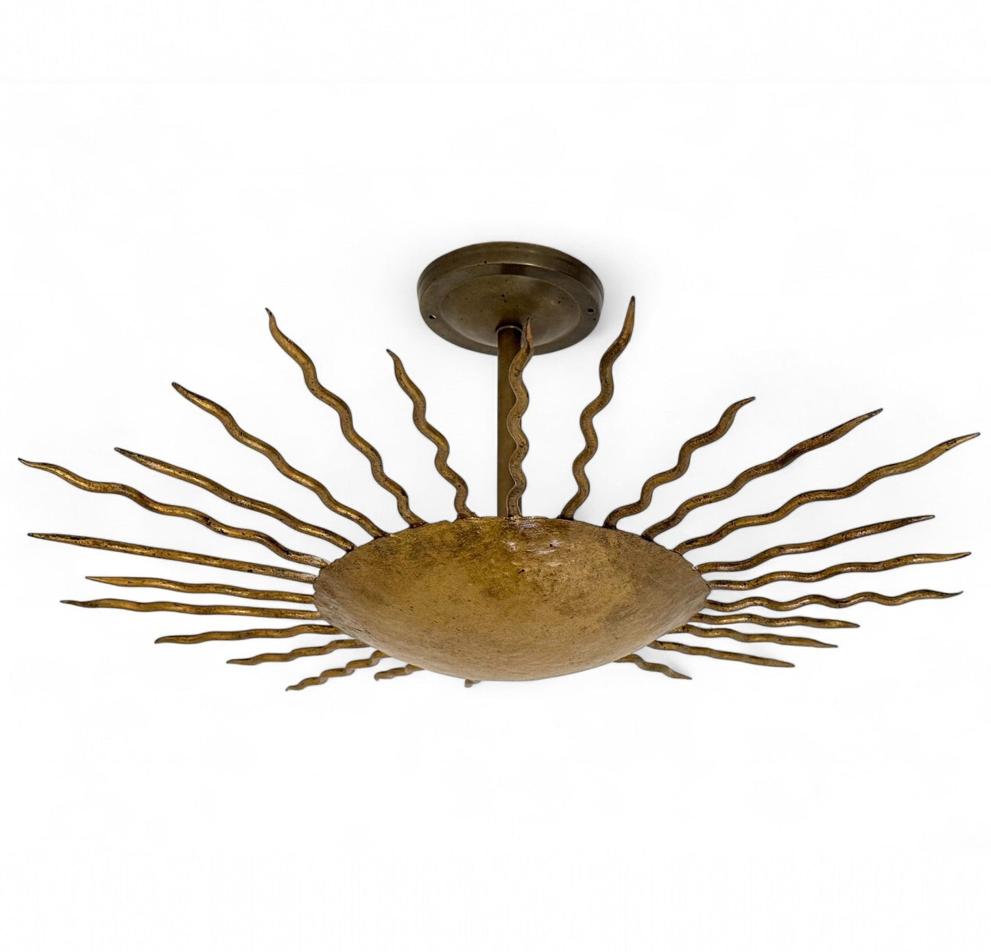 Gilt Iron Sunburst Light Fixture
