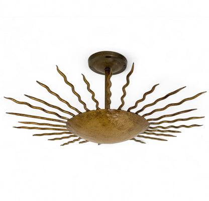 Gilt Iron Sunburst Light Fixture