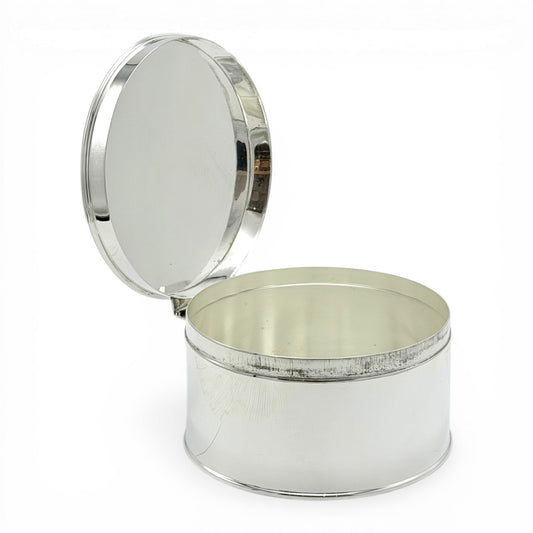 Round English Silver-Plate Box