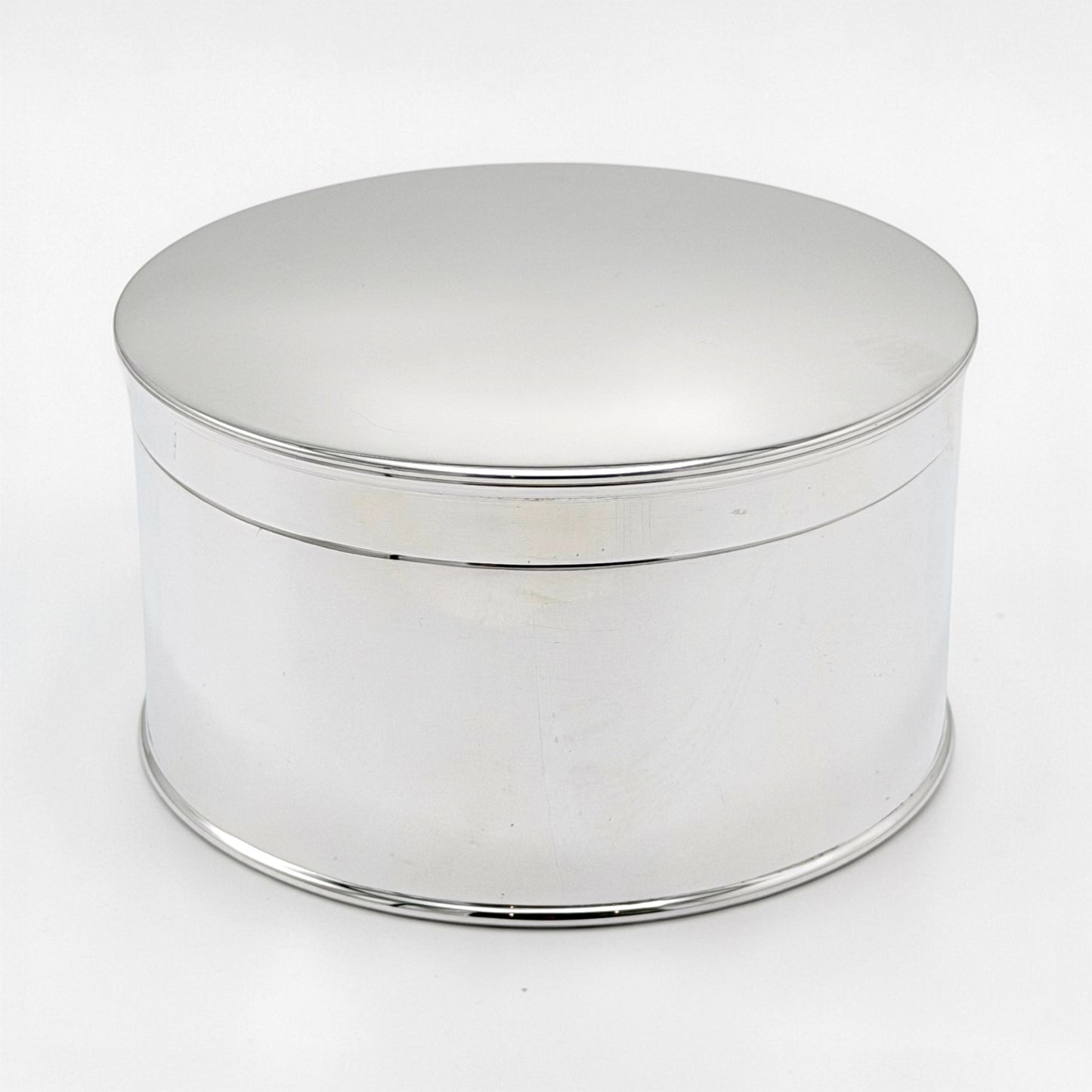 Round English Silver-Plate Box