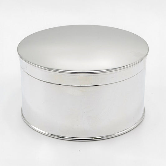 Round English Silver-Plate Box