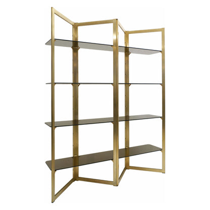 Brass Zig-Zag Etagere with Four Glass Shelves