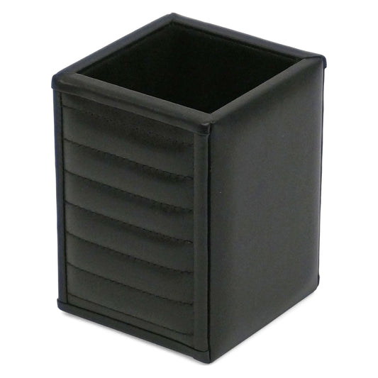 Italian Black Leather Pen Cup