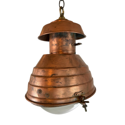 Antique French Oval Stepped Copper Lantern
