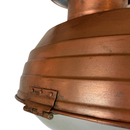 Antique French Oval Stepped Copper Lantern