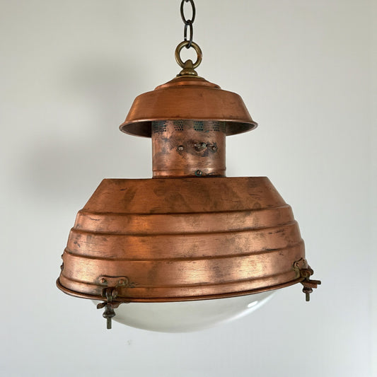 Antique French Oval Stepped Copper Lantern
